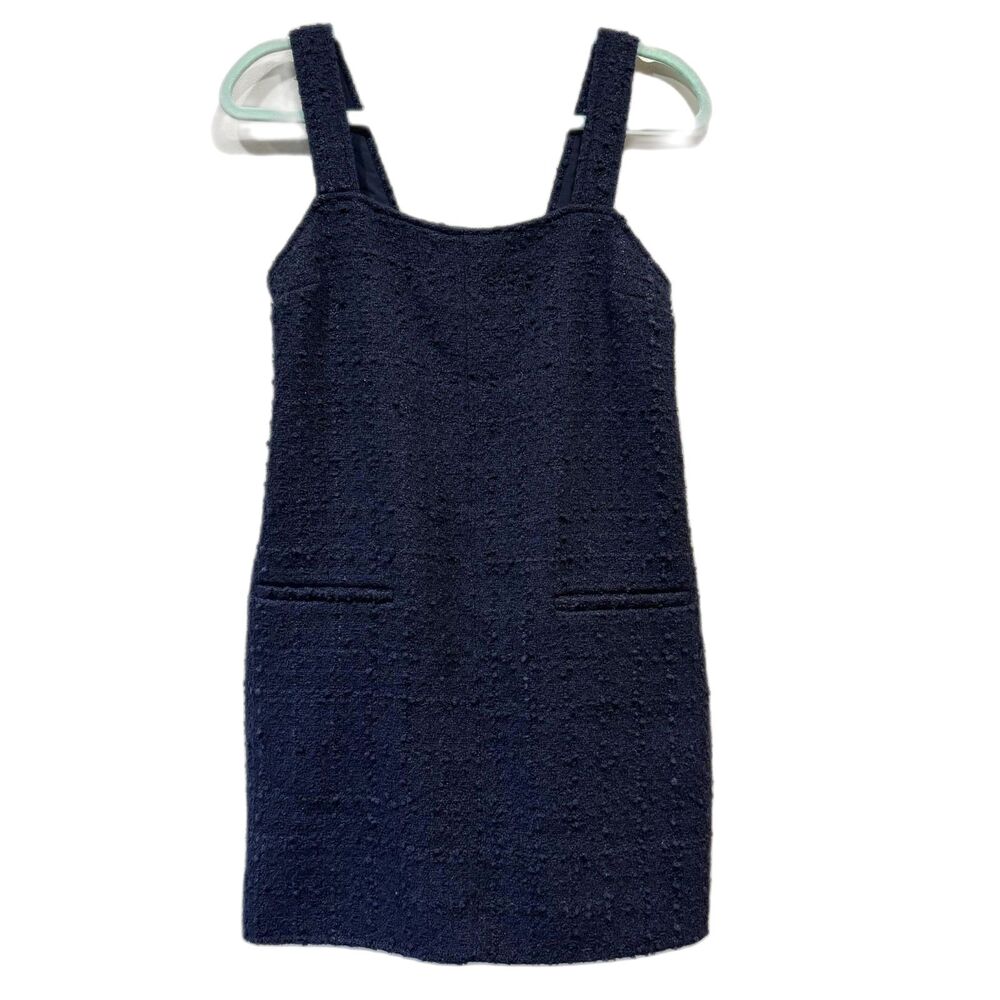 NWT Abercrombie & Fitch Tweed Mini Dress Navy Sleeveless Pinafore Women sz Small